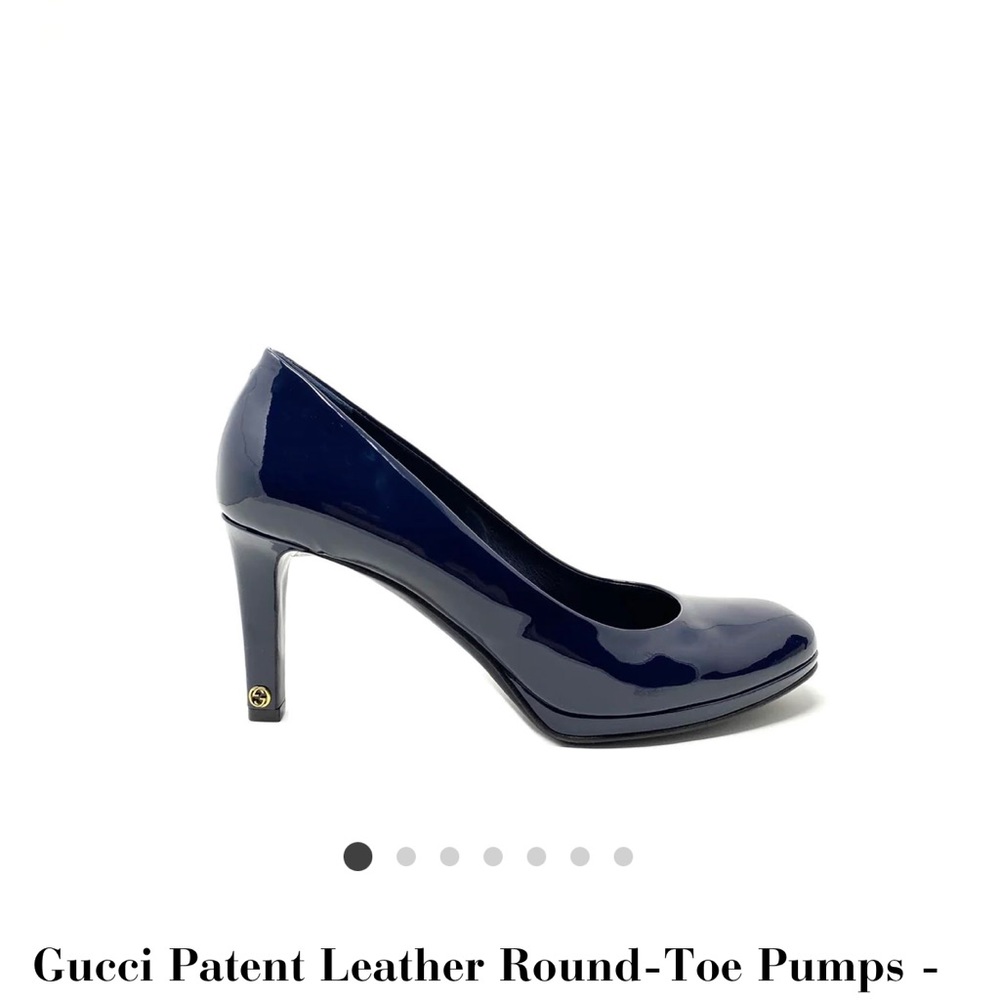 Almost New Gucci GG Navy Patent platform heels